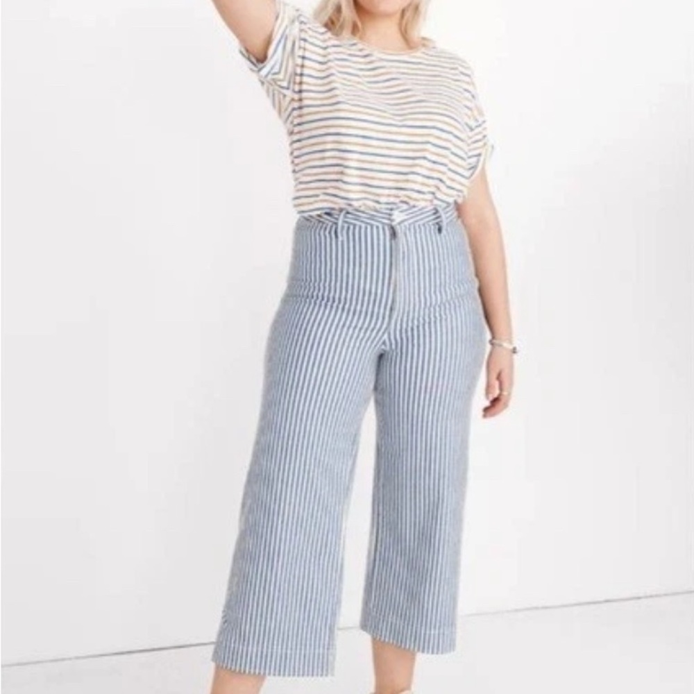 Madewell Emmett Wide-Leg Railroad Stripe Crop Pants Womens